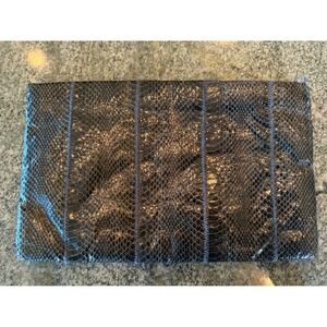 Clemente‎ Snakeskin Clutch Gray Genuine Python Leather Envelope Bag